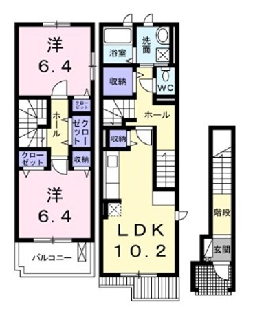 御着駅 徒歩24分 2階の物件間取画像